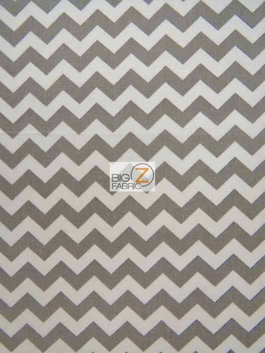 Poly Cotton Fabric .4" Zig Zag Chevron / Gray/White / Sold By The Yard||color:Gray/White