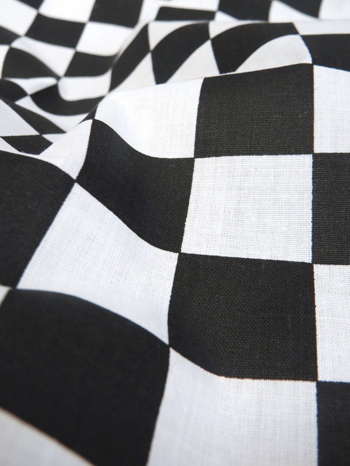 Poly Cotton Printed Fabric Square Checkered / Red/White / Sold By The Yard