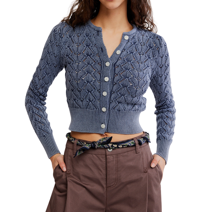 Pretty In Pointelle Cardi in Navy