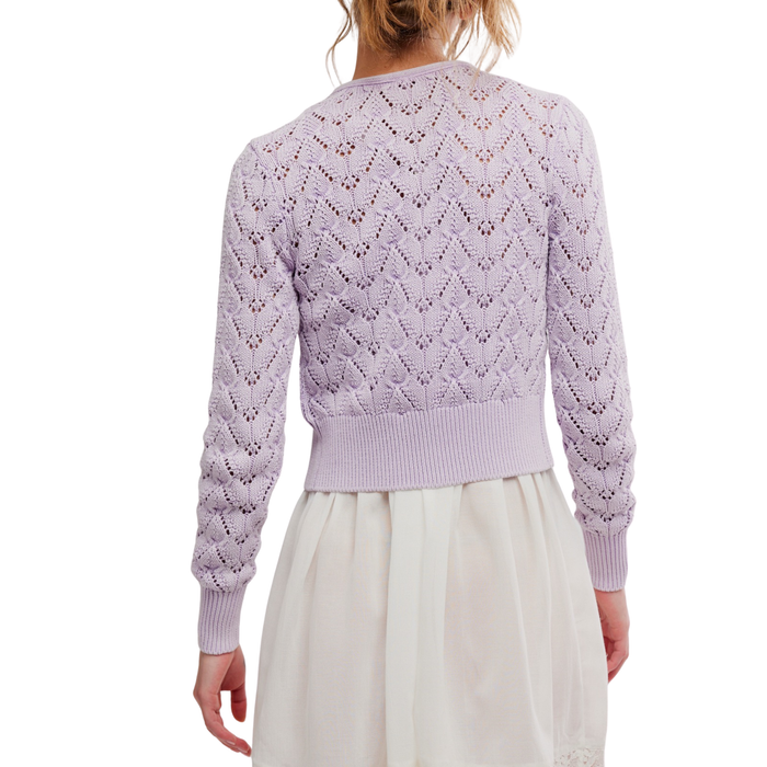Pretty In Pointelle Cardi in Orchid - Madison's Niche