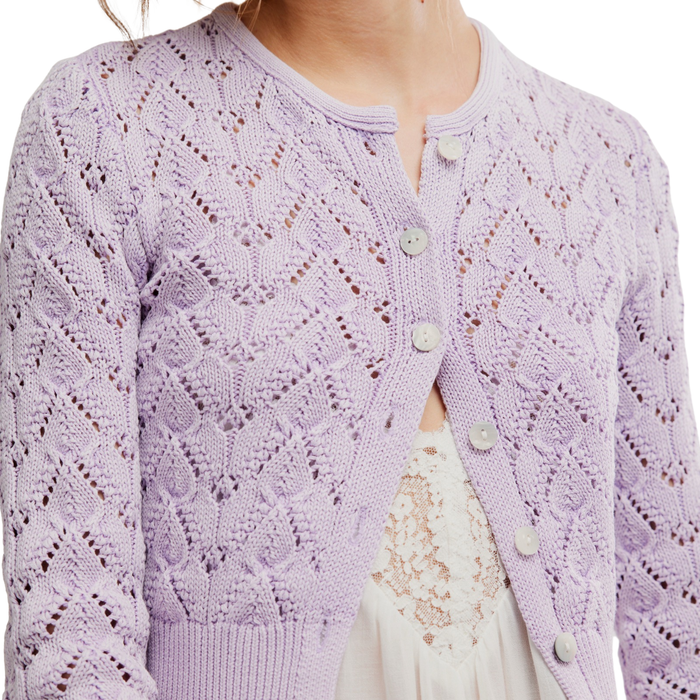 Pretty In Pointelle Cardi in Orchid - Madison's Niche