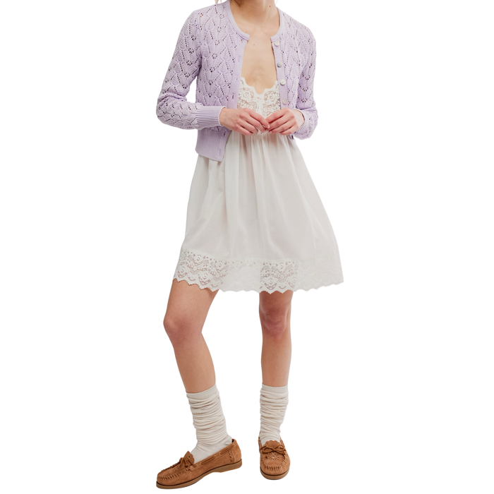 Pretty In Pointelle Cardi in Orchid - Madison's Niche