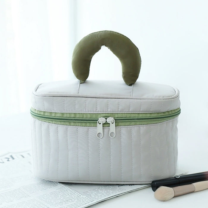 Folded view of Puffy Candy Makeup Box in matcha green, great for on-the-go touch-ups.