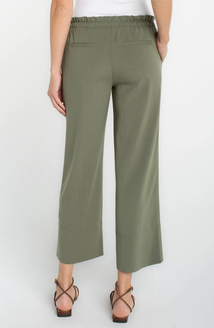 Pull-on Tie Waist Wide Leg Ankle in Olive - Madison's Niche