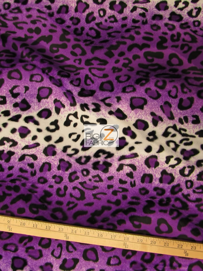 Purple/White Velboa Leopard Animal Short Pile Fabric / Sold By The Yard||color:Purple/White Leopard