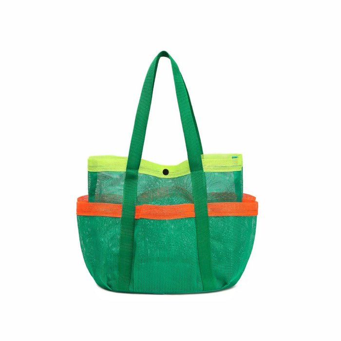 Folded view of Quick Drying Mesh Beach Bag in green, easy for commuting and weekends.