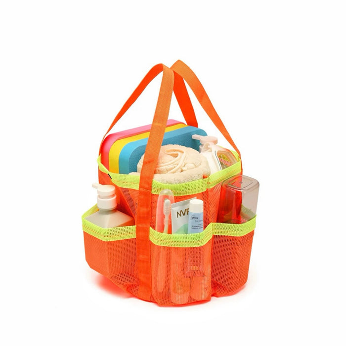Front view of Quick Drying Mesh Beach Bag in orange, ideal for errands and gifting.