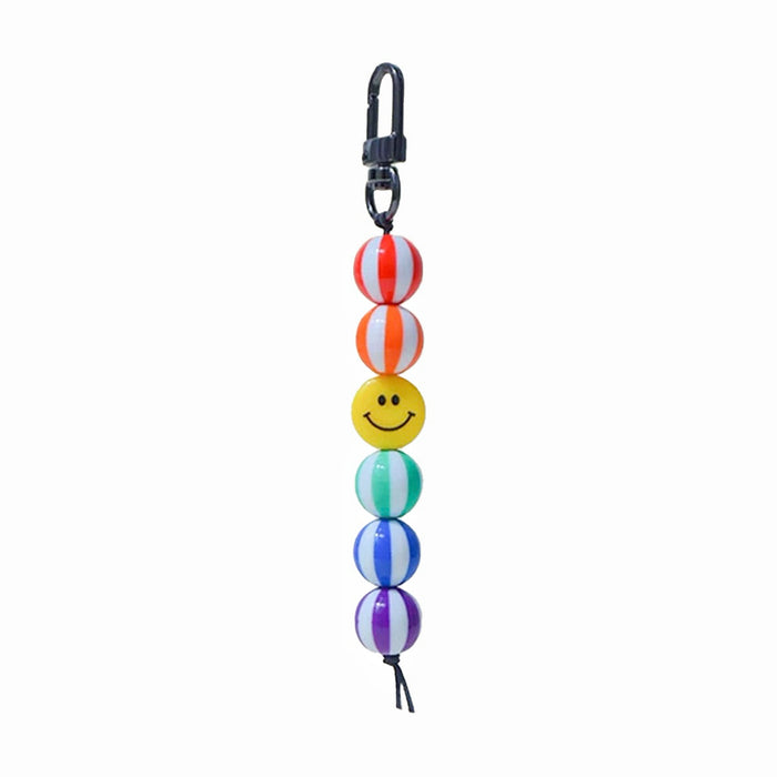 Close-up of Rainbow Smile Bead Link Bag Charm in watermelon pattern, ideal for travel and daily use.