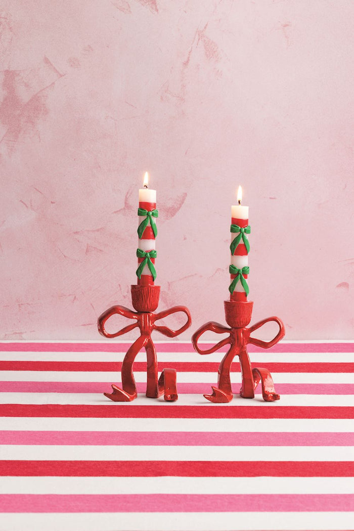Red Bow Taper Holder