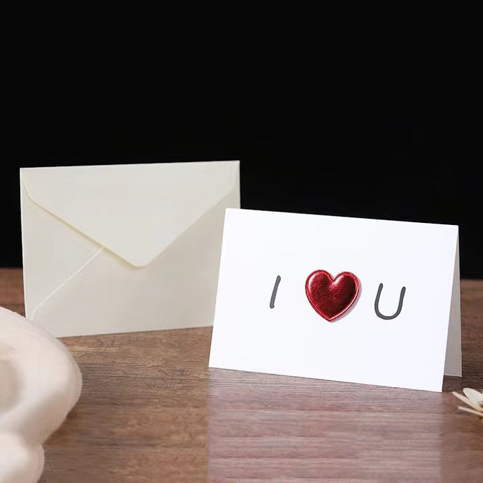 Angled view of Red Love Card, perfect for gifting.