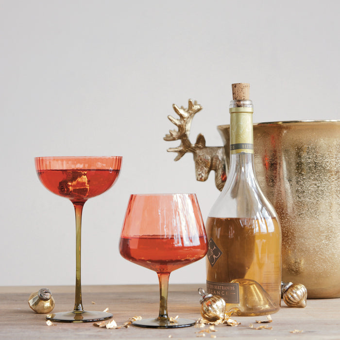 Red & Olive Coupe Glass
