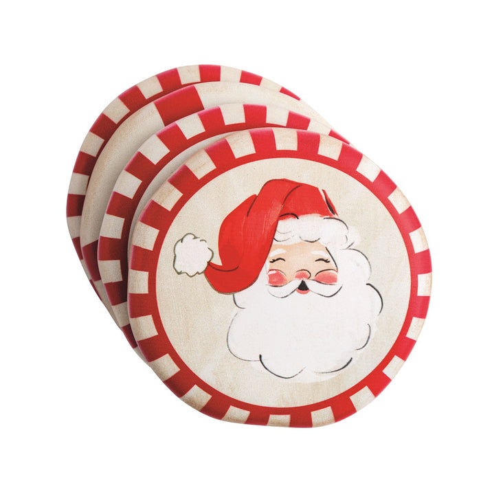 Red Stripe Christmas Coaster Set