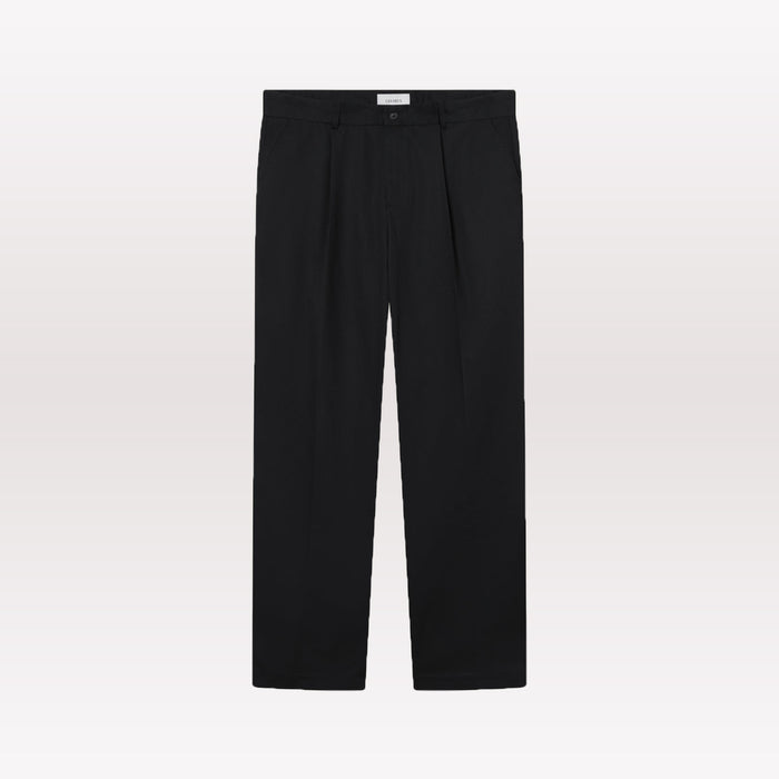Reece Pleated Twill Pants - Black