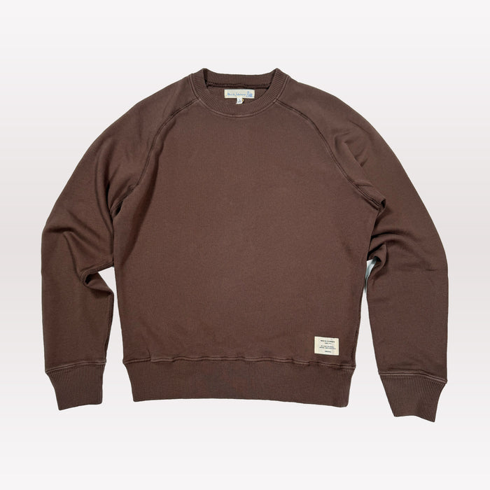 Retro Fleece Raglan Cotton Sweatshirt - Chocolate