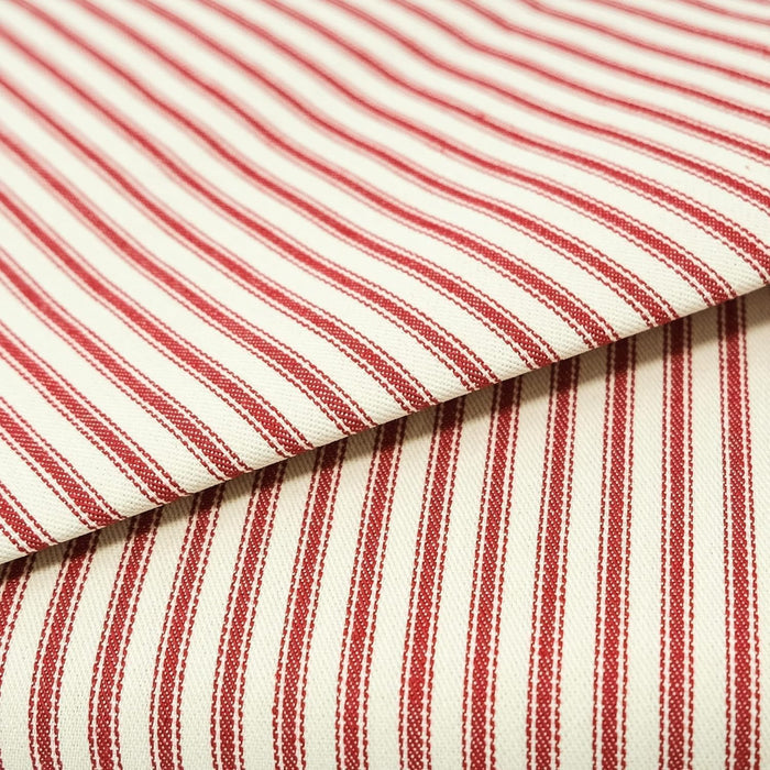 Roc-lon 100% Wide Cotton Woven Ticking Fabric, Cut by Yard, Stripe Red