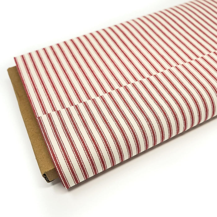 Roc-lon 100% Wide Cotton Woven Ticking Fabric, Cut by Yard, Stripe Red