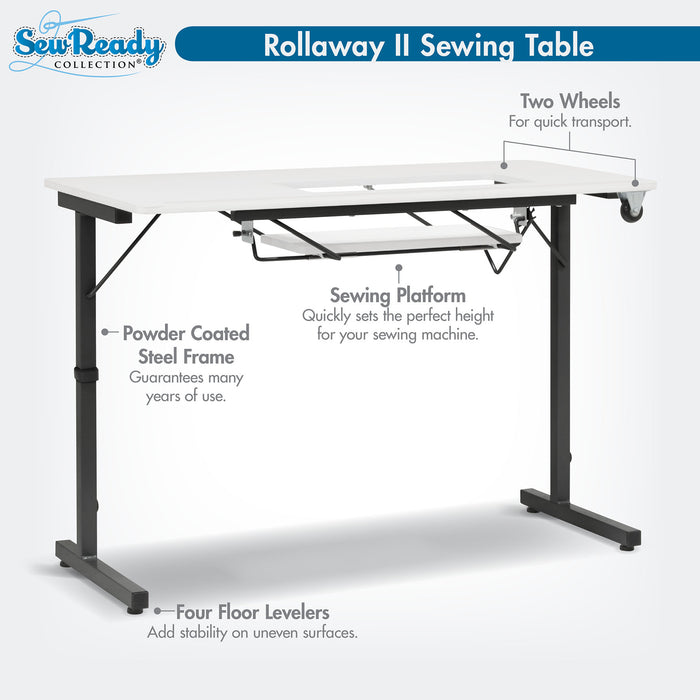 Rollaway II Sewing Table Black / White