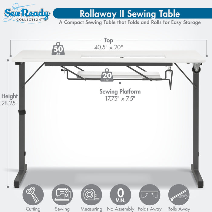 Rollaway II Sewing Table Black / White