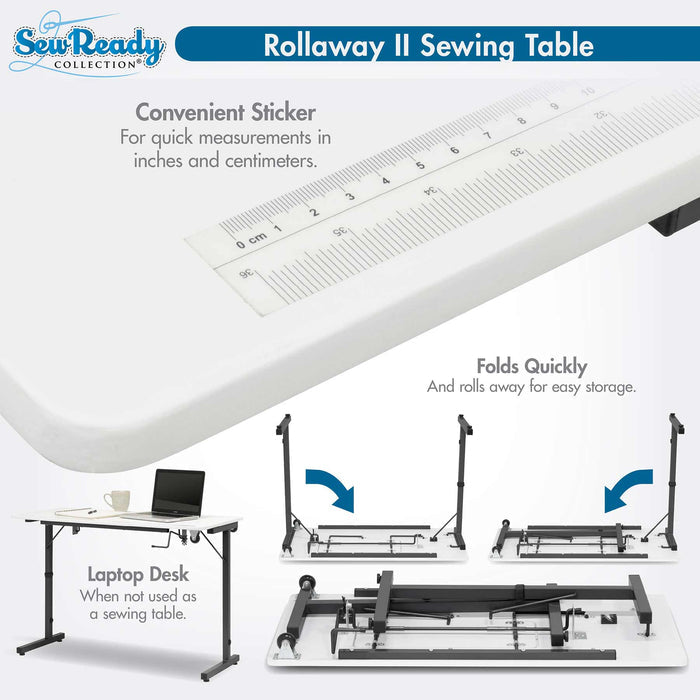 Rollaway II Sewing Table Black / White