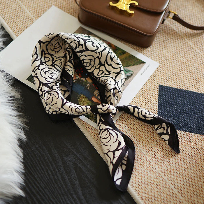 Close-up of Rose Silk Scarf, ideal for everyday styling and weekend outings.