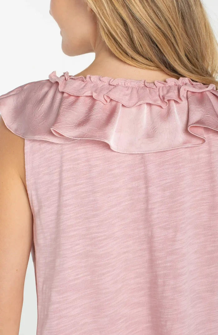 Ruffle Front Knit Top in Light Rose - Madison's Niche
