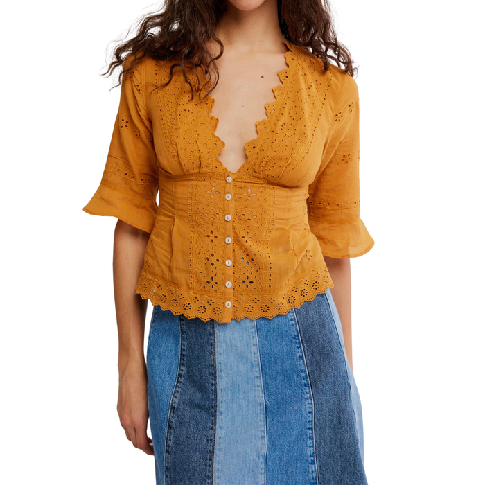 Salone Eyelet Top in Bronzer