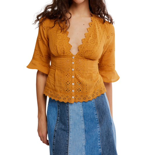 Salone Eyelet Top in Bronzer