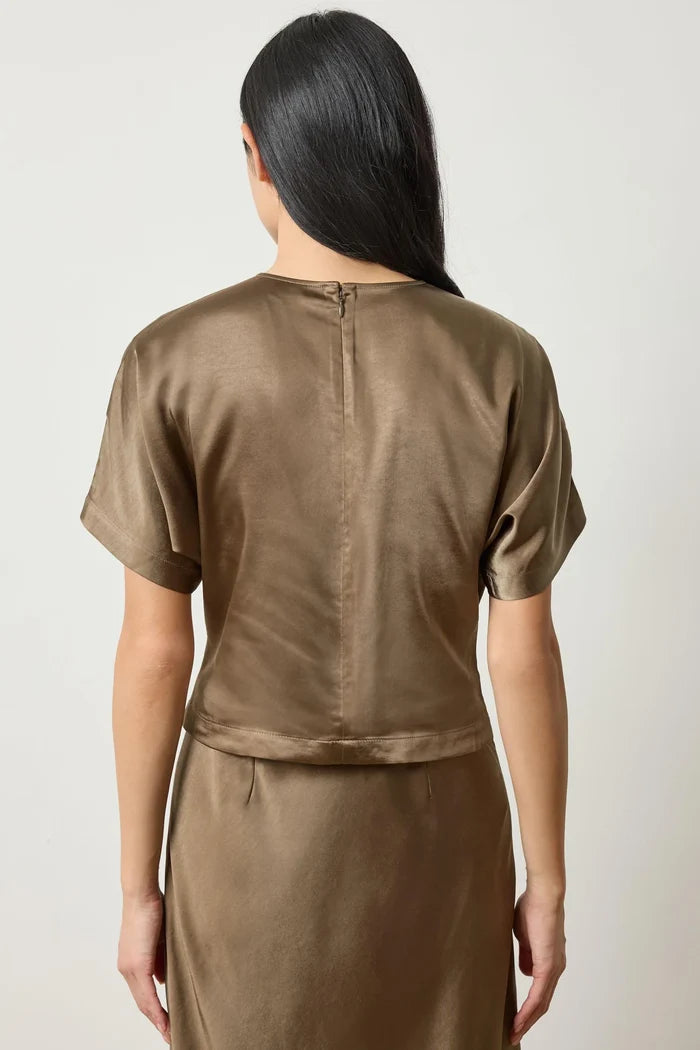 Satin Dolman Short Sleeve in Parsley - Madison's Niche