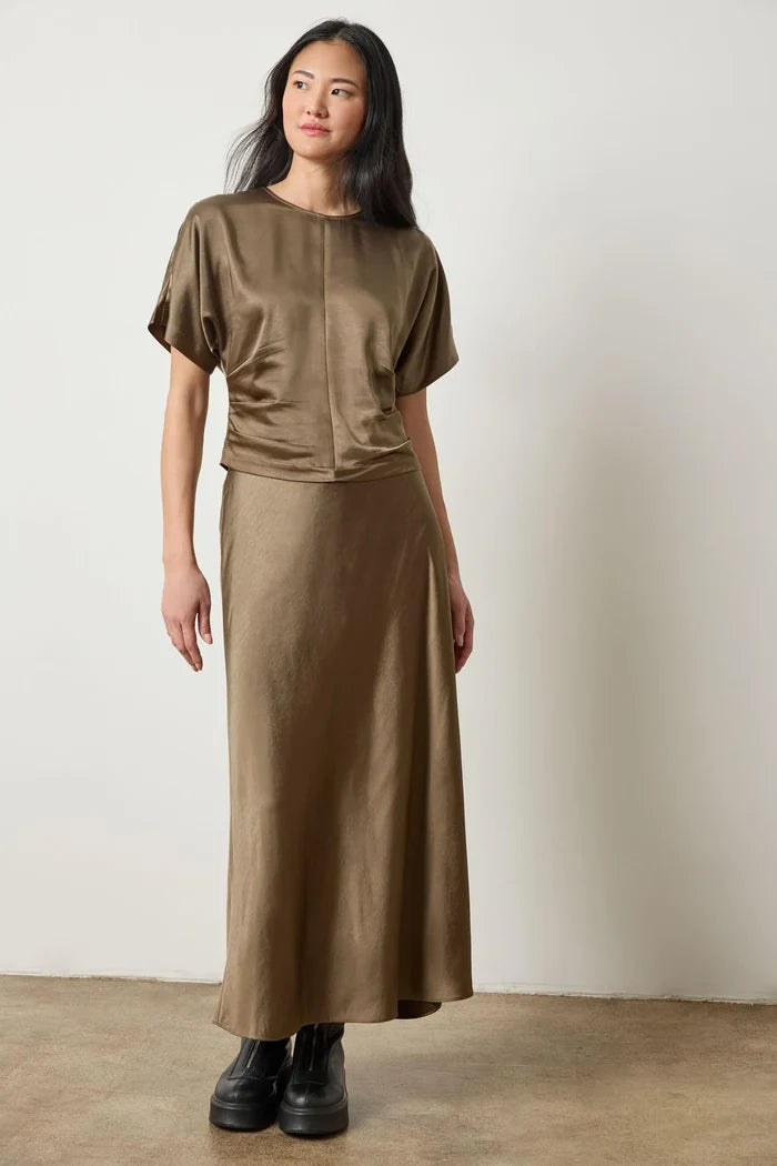 Satin Dolman Short Sleeve in Parsley - Madison's Niche