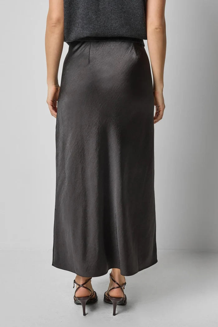Satin Slit Front Skirt in Black - Madison's Niche