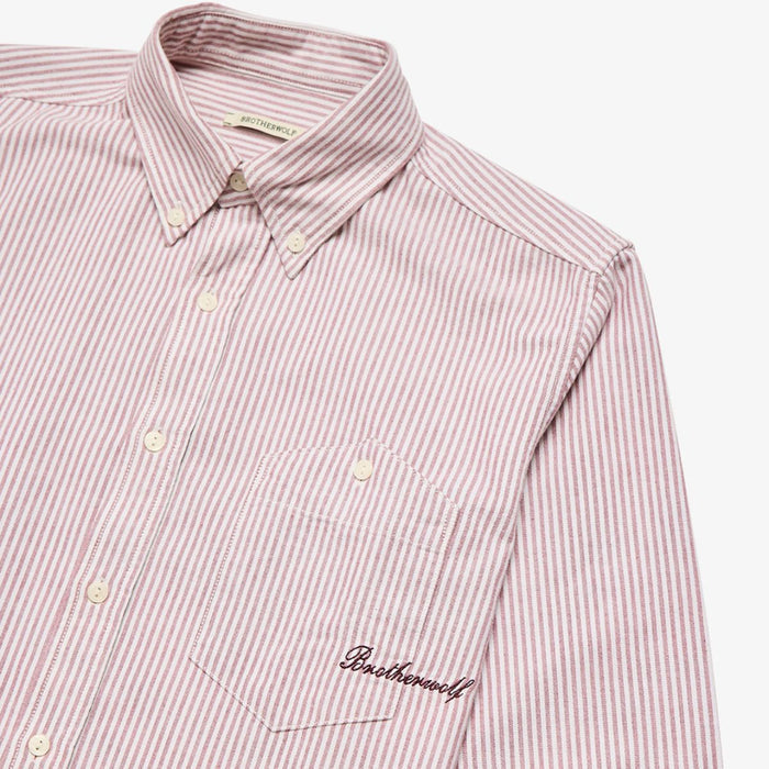 Script Button Down Shirt - Bordeaux Stripe