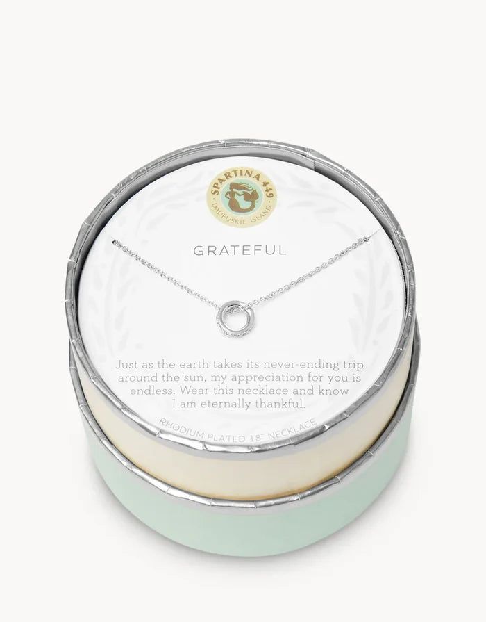 Sea La Vie Necklace Grateful in Silver - Madison's Niche