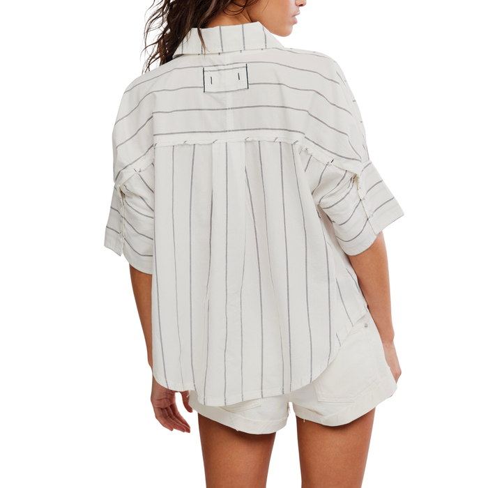 Seaside Cotton Stripe Shirt in Ivory - Madison's Niche