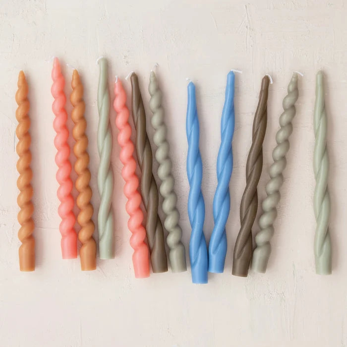 Set of 2 Twisted Taper Candles in Brown - Madison's Niche