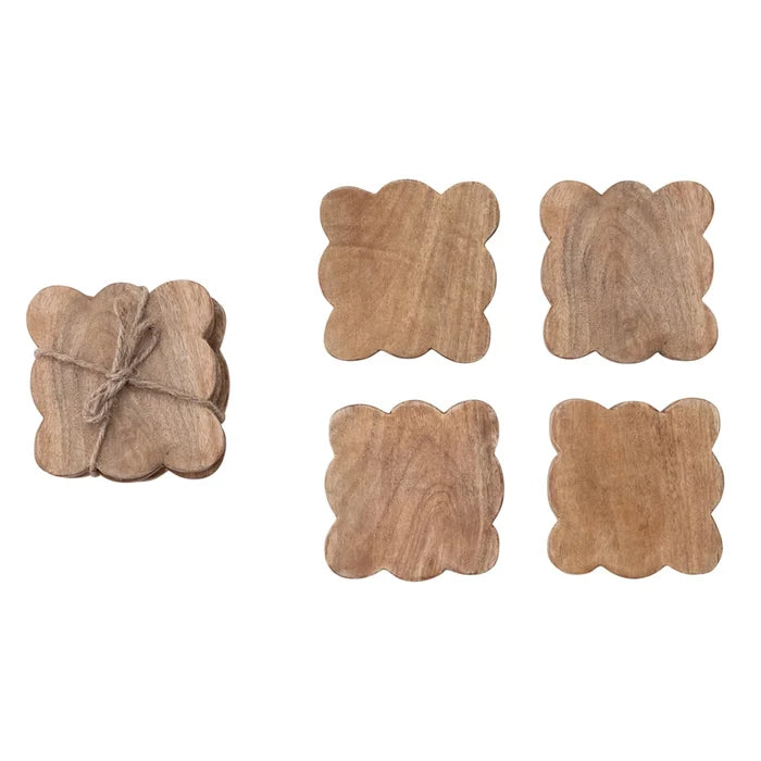 Set of 4 Wood Scalloped Coasters - Madison's Niche