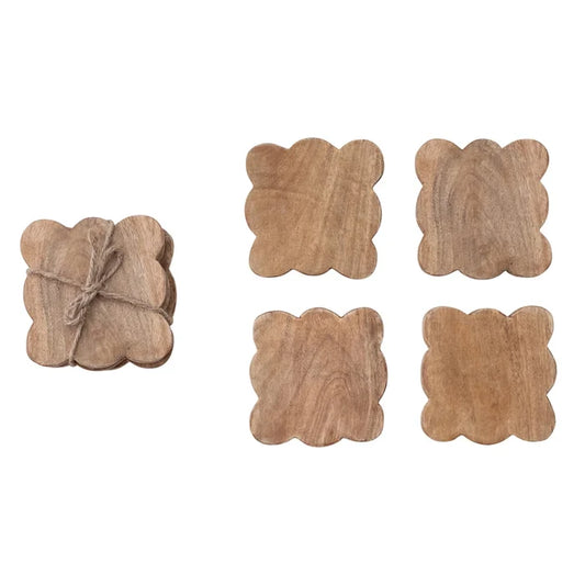 Set of 4 Wood Scalloped Coasters - Madison's Niche