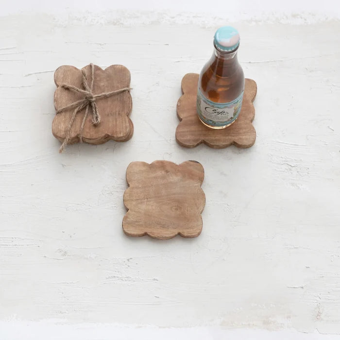 Set of 4 Wood Scalloped Coasters - Madison's Niche