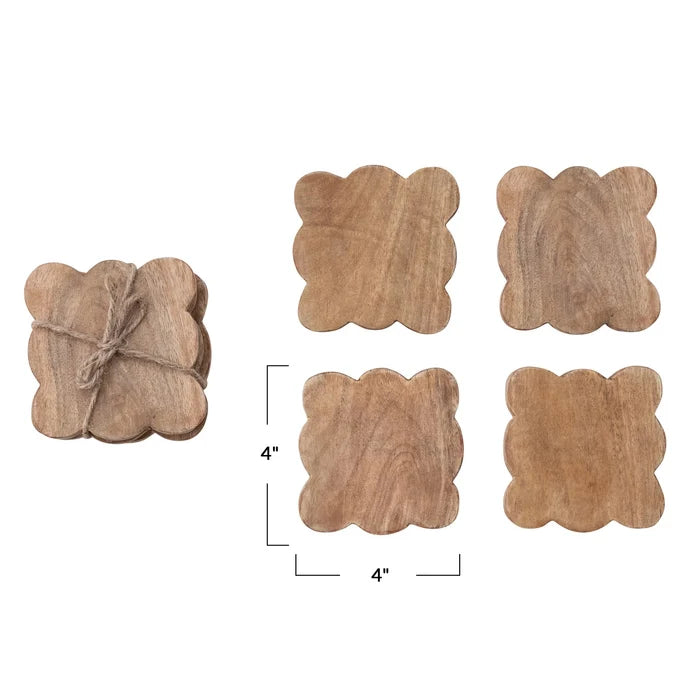 Set of 4 Wood Scalloped Coasters - Madison's Niche