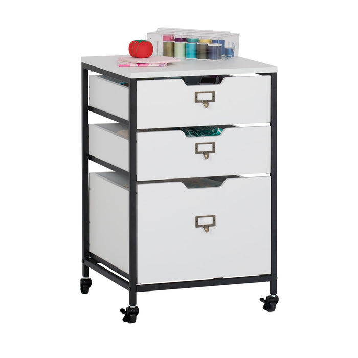 Sew Ready 3 Drawer Organizer Charcoal / Black / White