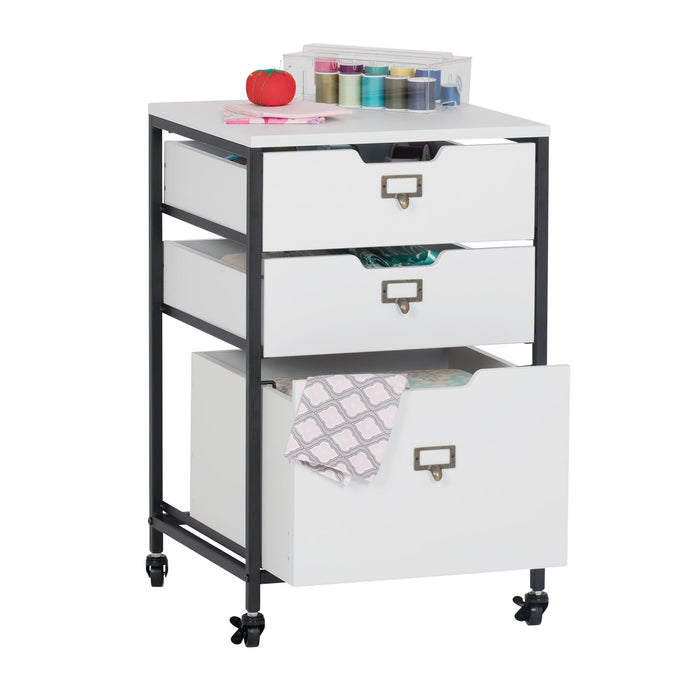 Sew Ready 3 Drawer Organizer Charcoal / Black / White
