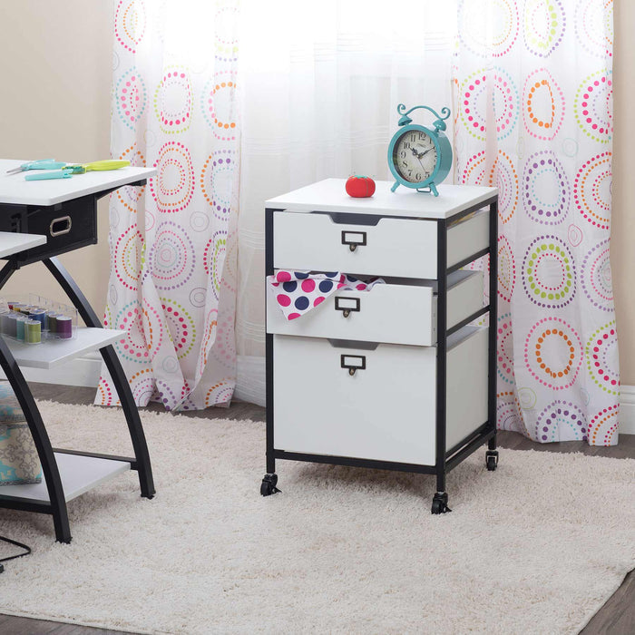 Sew Ready 3 Drawer Organizer Charcoal / Black / White