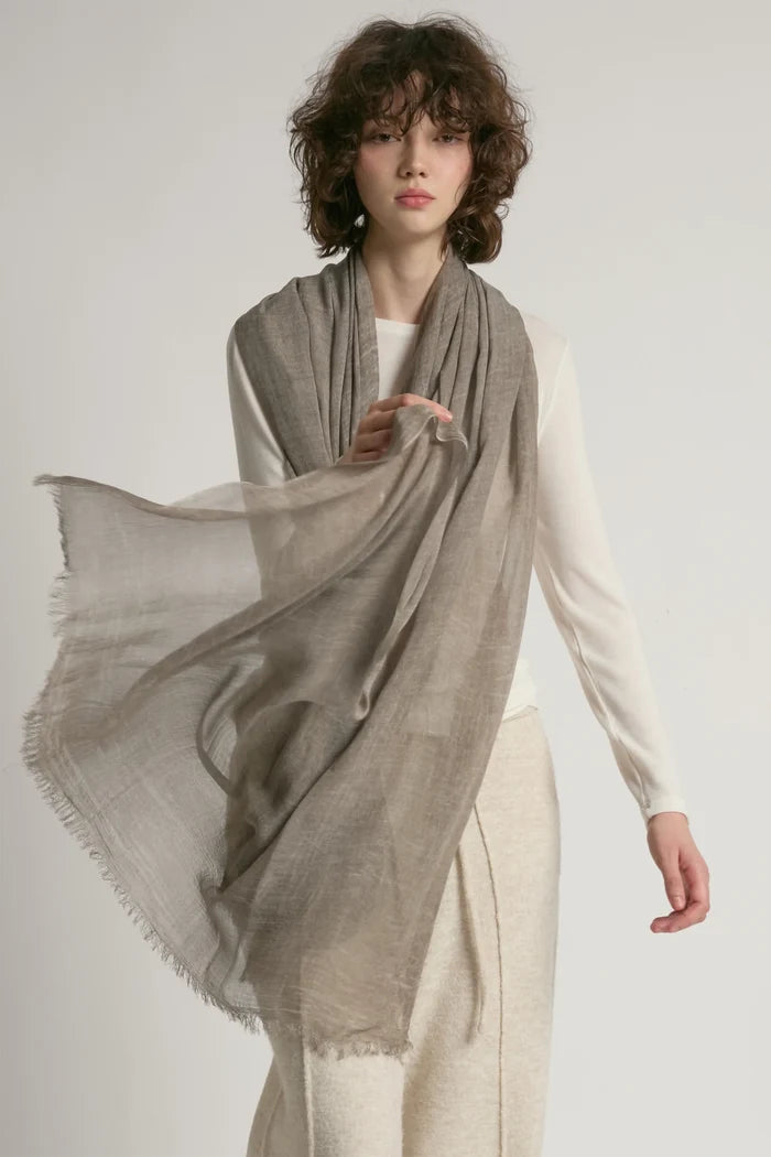 Sheer Cotton Long Scarf in Greige - Madison's Niche
