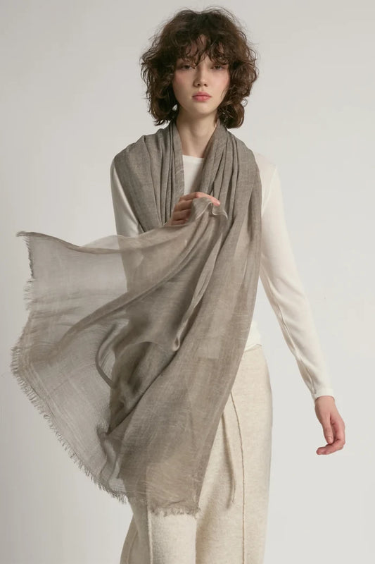 Sheer Cotton Long Scarf in Greige - Madison's Niche