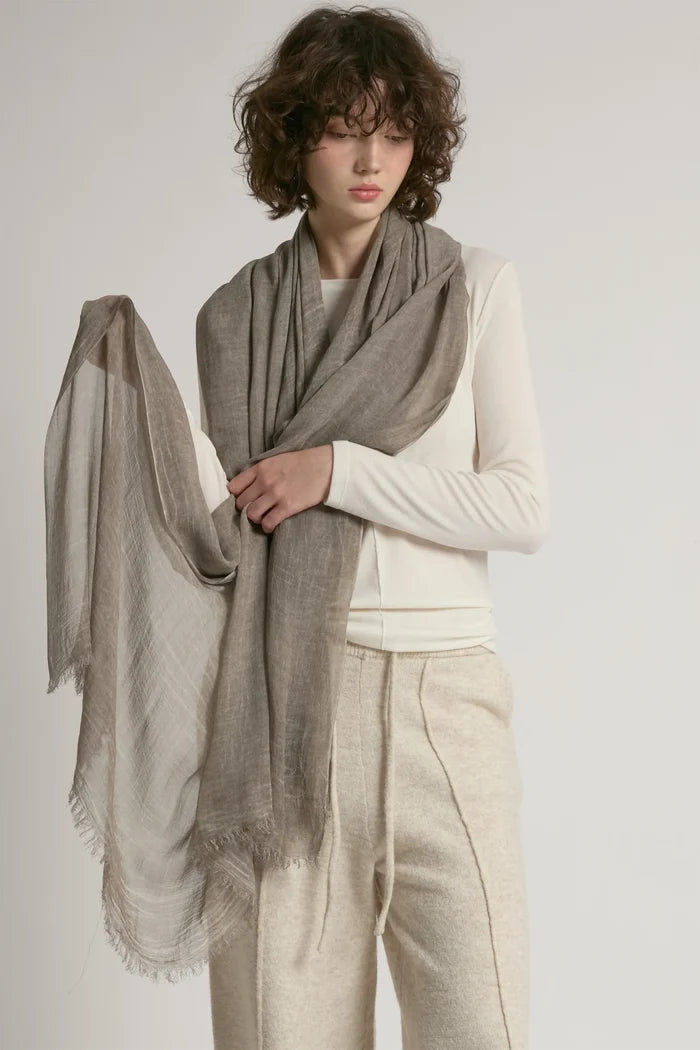 Sheer Cotton Long Scarf in Greige - Madison's Niche