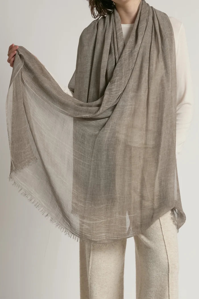 Sheer Cotton Long Scarf in Greige - Madison's Niche