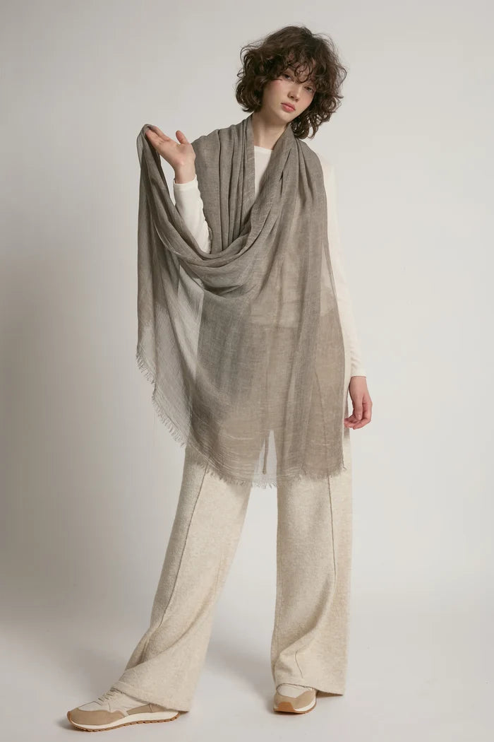 Sheer Cotton Long Scarf in Greige - Madison's Niche