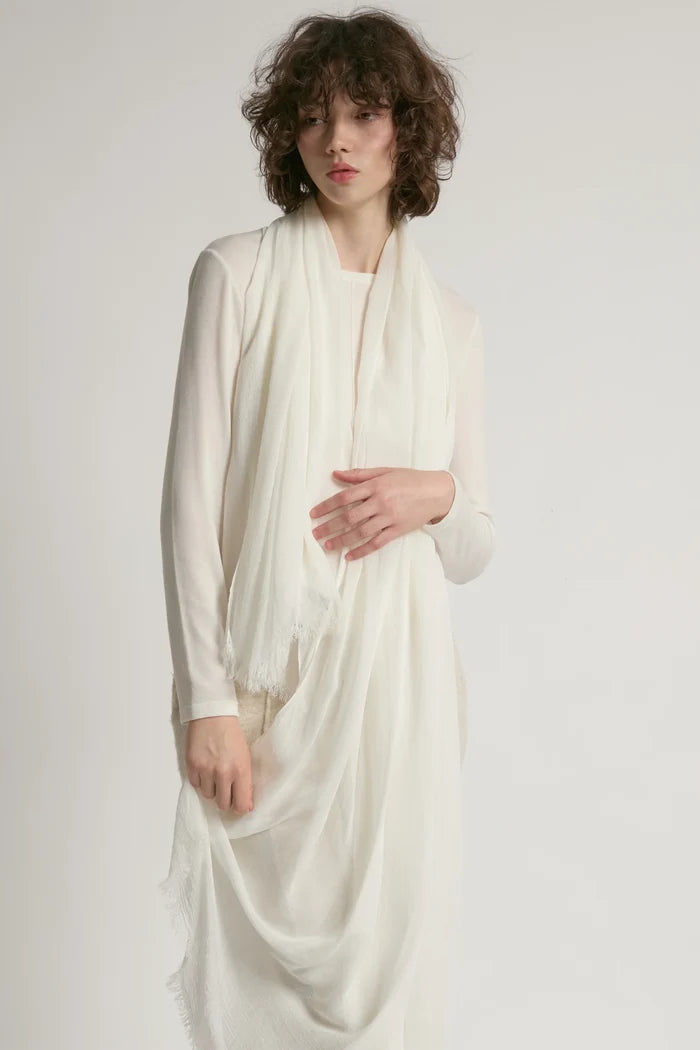Sheer Cotton Long Scarf in Lace White - Madison's Niche
