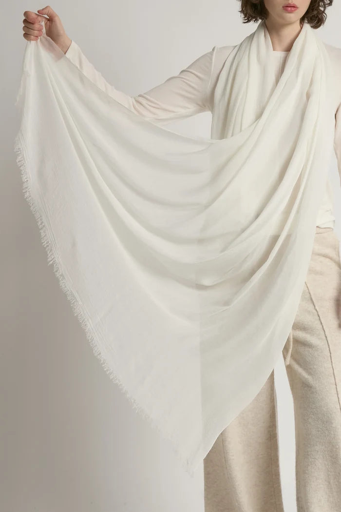 Sheer Cotton Long Scarf in Lace White - Madison's Niche