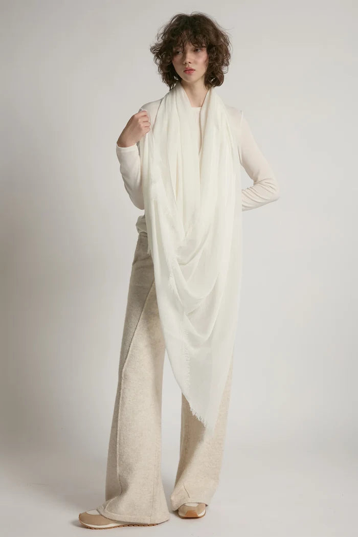 Sheer Cotton Long Scarf in Lace White - Madison's Niche