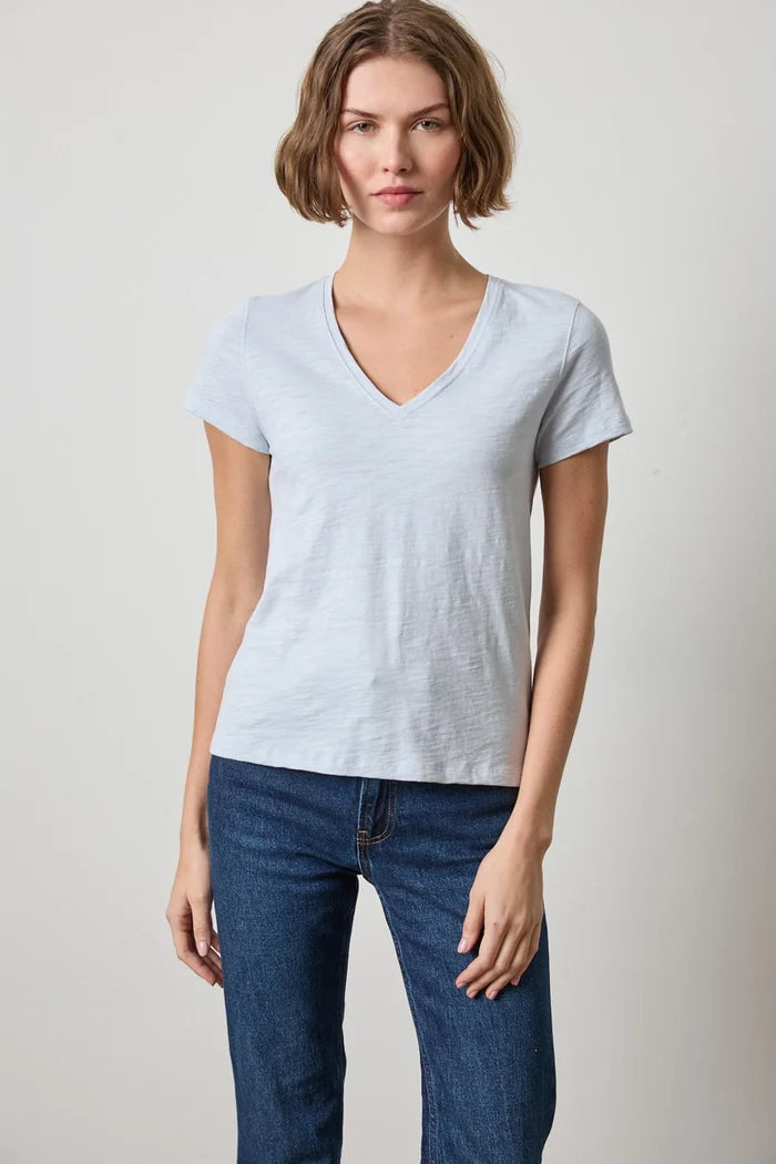 Short Sleeve Back Seam V-Neck - Madison's Niche